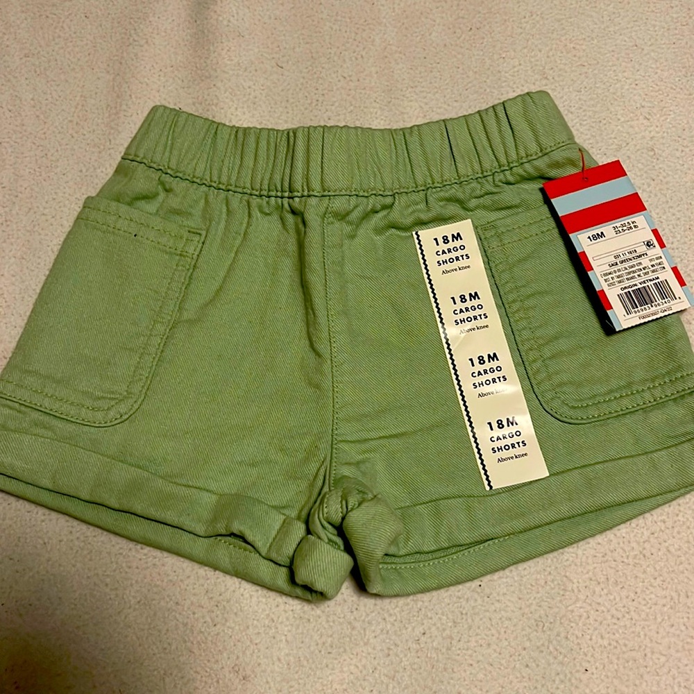 Baby girl green cargo cat & jack shorts size 18m